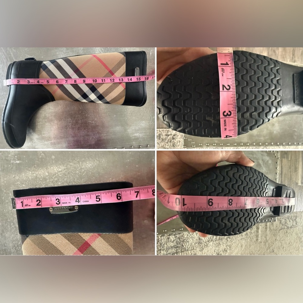 Authentic Burberry Nova Check Rain Boots Size 6.5 | Classic Plaid | Black Rubber - Picture 13 of 15